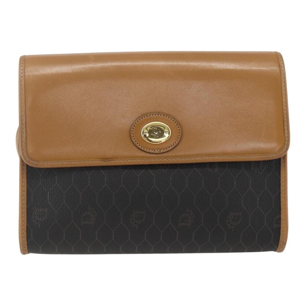 Christian Dior Vintage Honeycomb Canvas and Leather